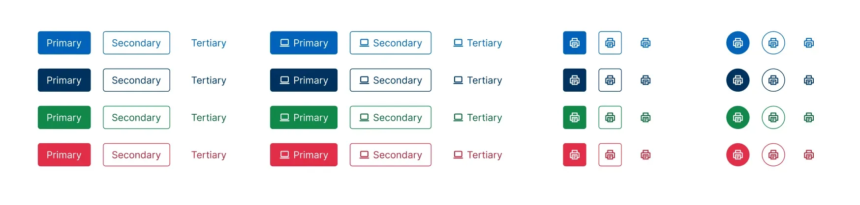 The illustration shows several buttons in different variants and colors.