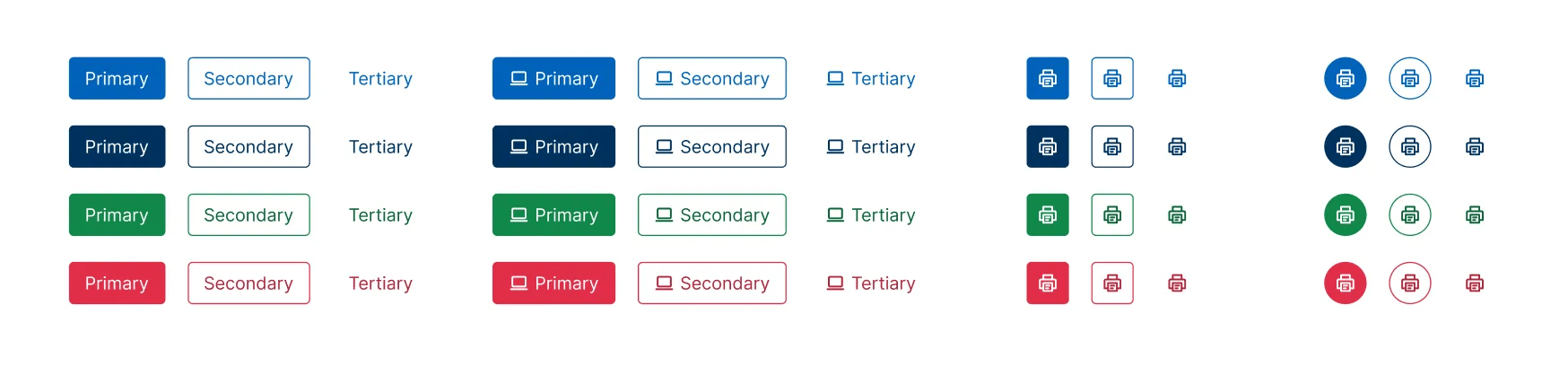 The illustration shows several buttons in different variants and colors.