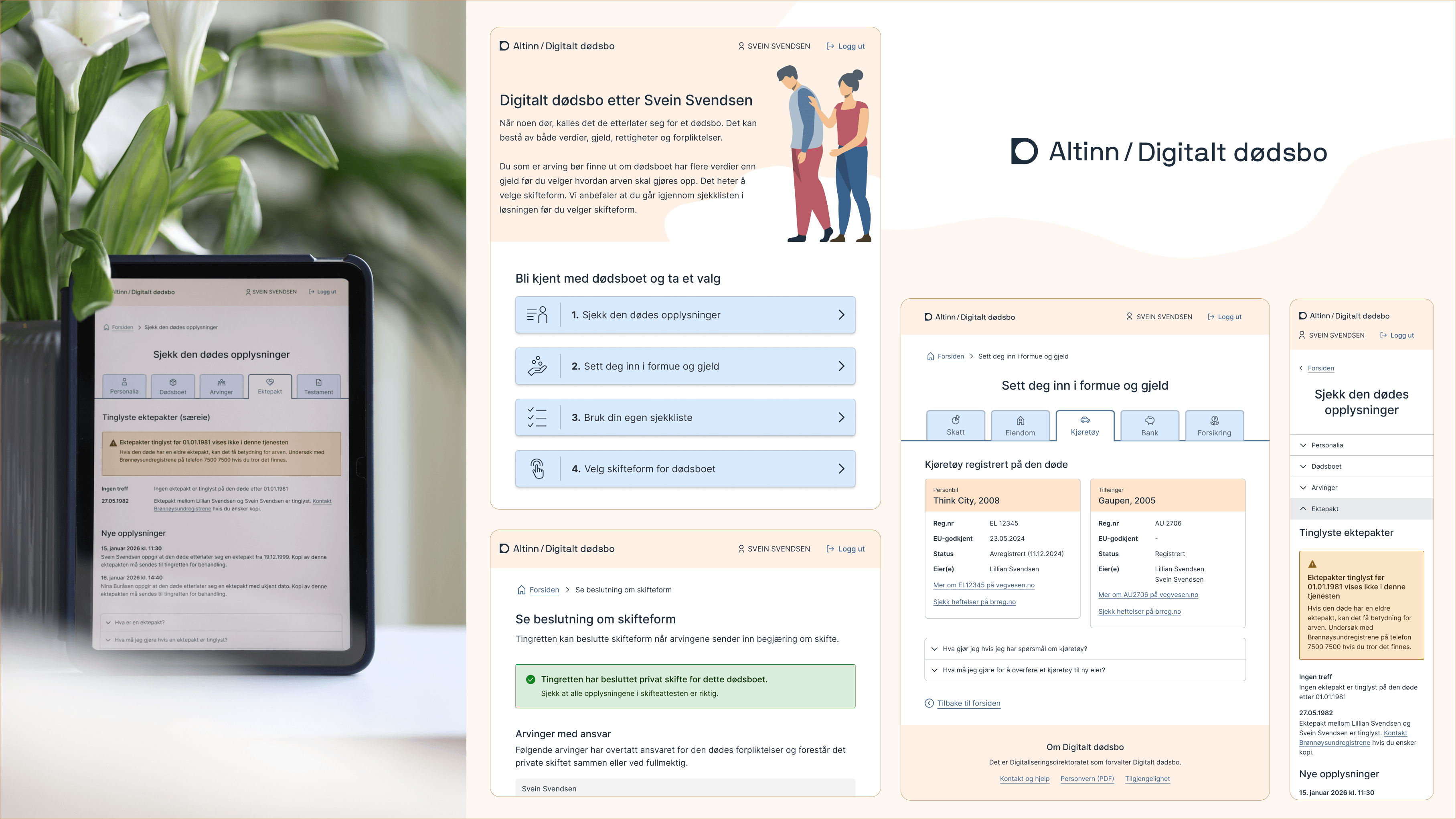 Skjermbilde av Digitalt Dødsbo